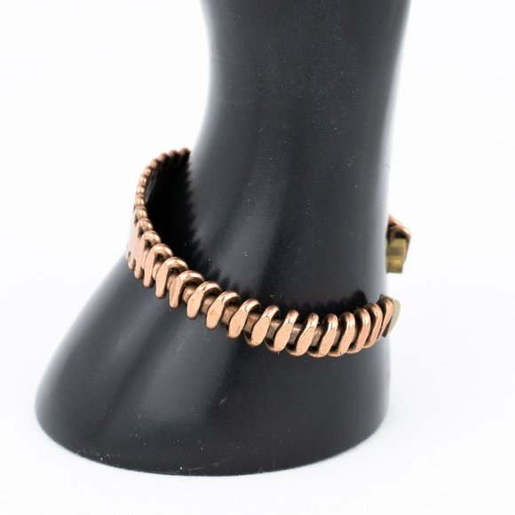 Mixed Metal Cuff Bracelet Copper Brass Wrapped Handmade S Shape Graduated Bangle - Picture 2 of 8